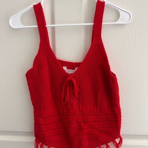 No Boundaries Red Knit Tie-Front Camisole